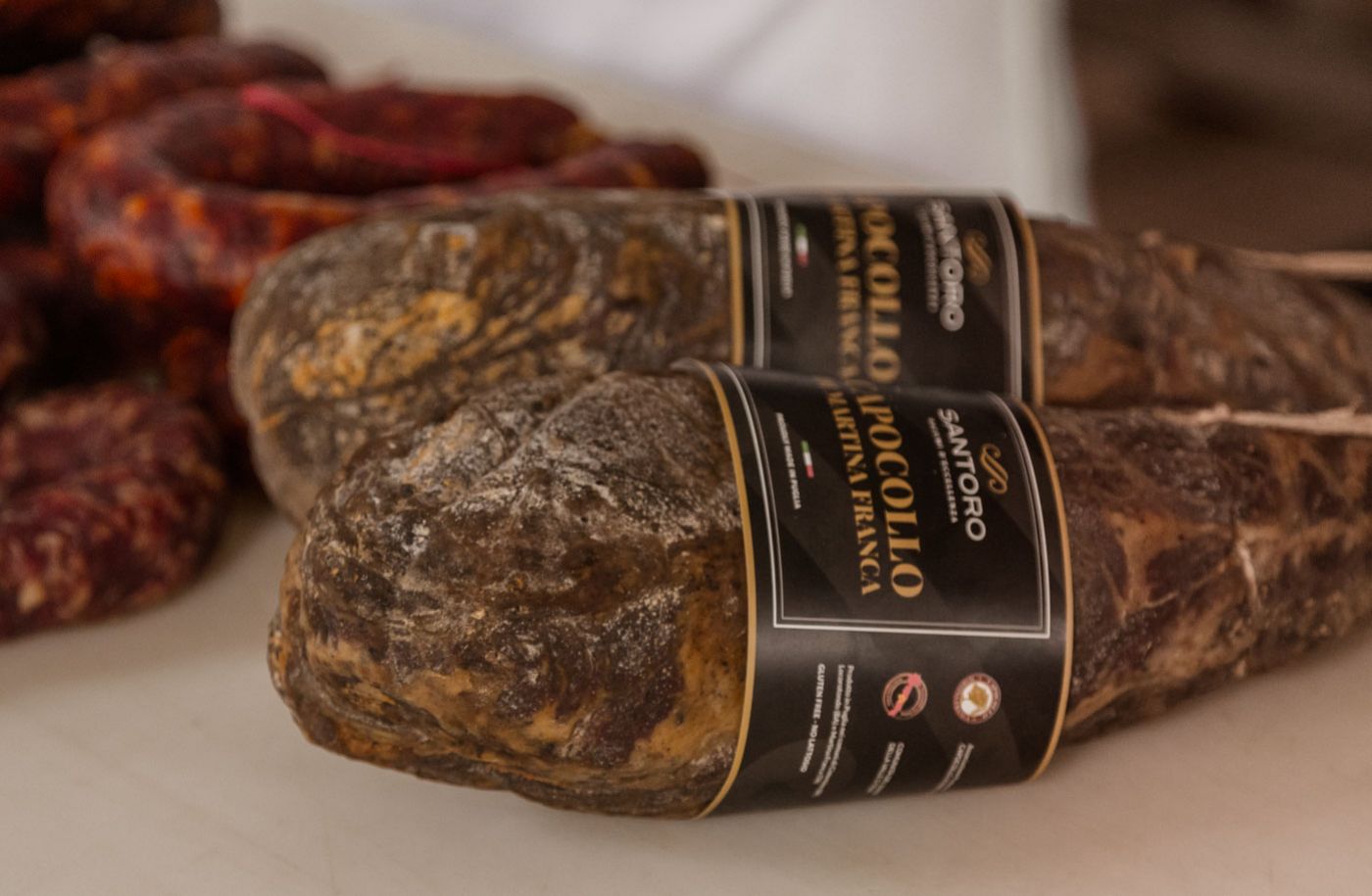 Capocolli and salami Santoro ready for sale