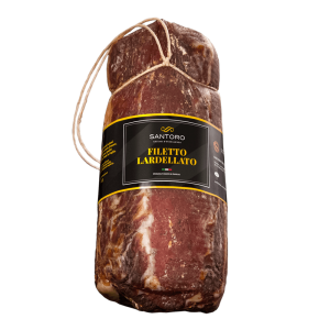 Whole Santoro filetto lardellato with front positioned label