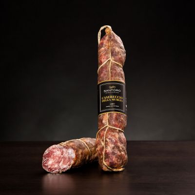 Whole and sliced piece of Santoro Homemade Salami